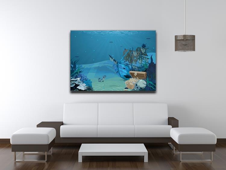 sunken sailboat on seabed background Canvas Print or Poster - Canvas Art Rocks - 4