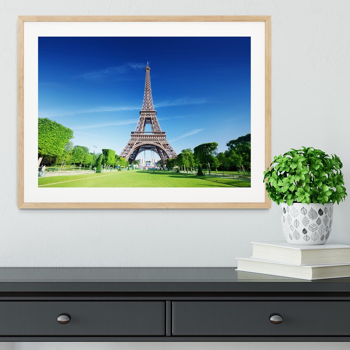 sunny morning and Eiffel Tower Framed Print - Canvas Art Rocks - 3