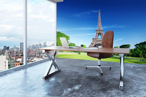 sunny morning and Eiffel Tower Wall Mural Wallpaper - Canvas Art Rocks - 3