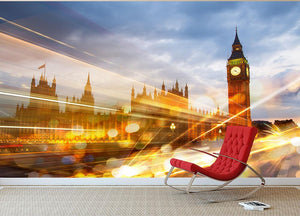 sunset Big Ben and houses of Parliament Wall Mural Wallpaper - Canvas Art Rocks - 2