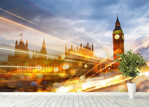 sunset Big Ben and houses of Parliament Wall Mural Wallpaper - Canvas Art Rocks - 4