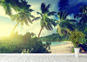 sunset on the beach Takamaka Mahe Wall Mural Wallpaper - Canvas Art Rocks - 4