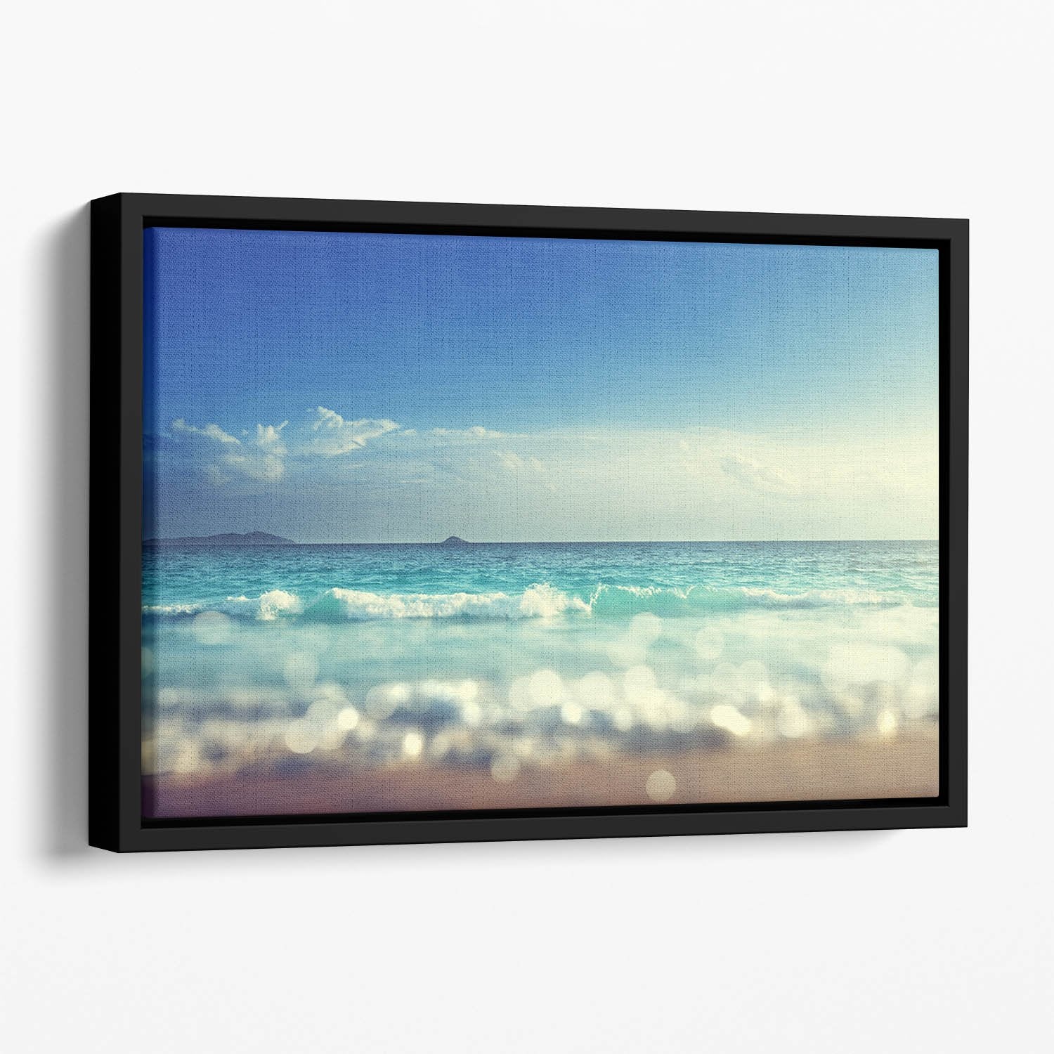 sunset time tilt shift soft Floating Framed Canvas