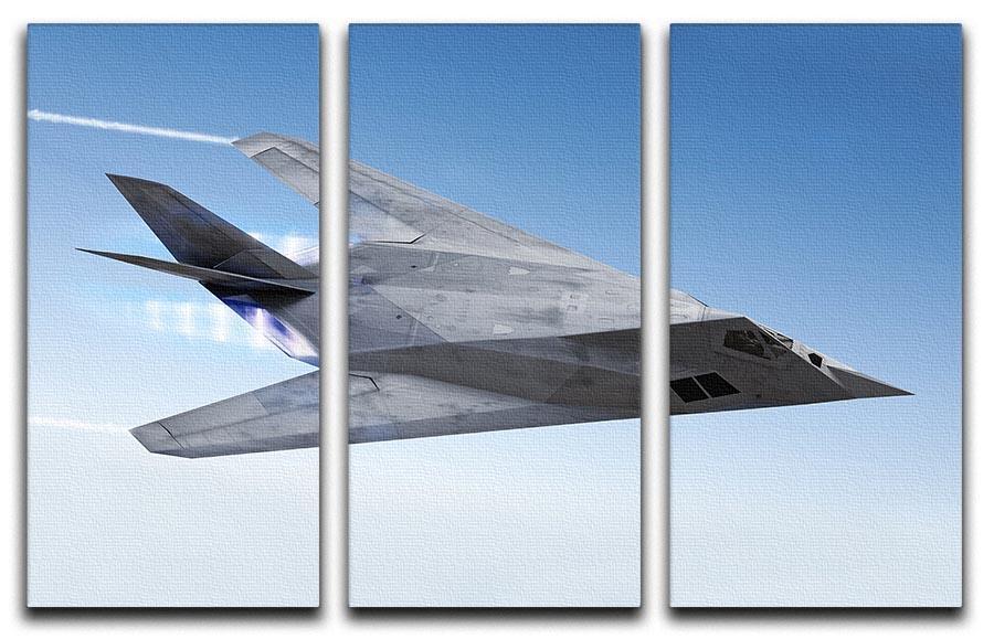 tealth aircraft streaking through the sky 3 Split Panel Canvas Print - Canvas Art Rocks - 1