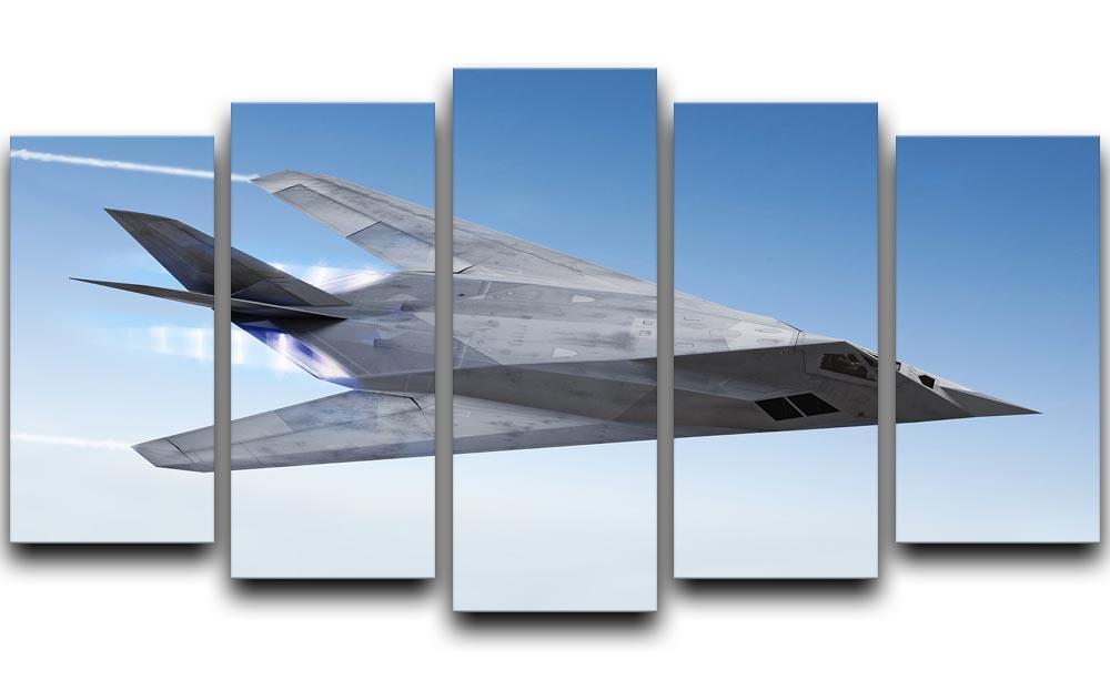 tealth aircraft streaking through the sky 5 Split Panel Canvas  - Canvas Art Rocks - 1