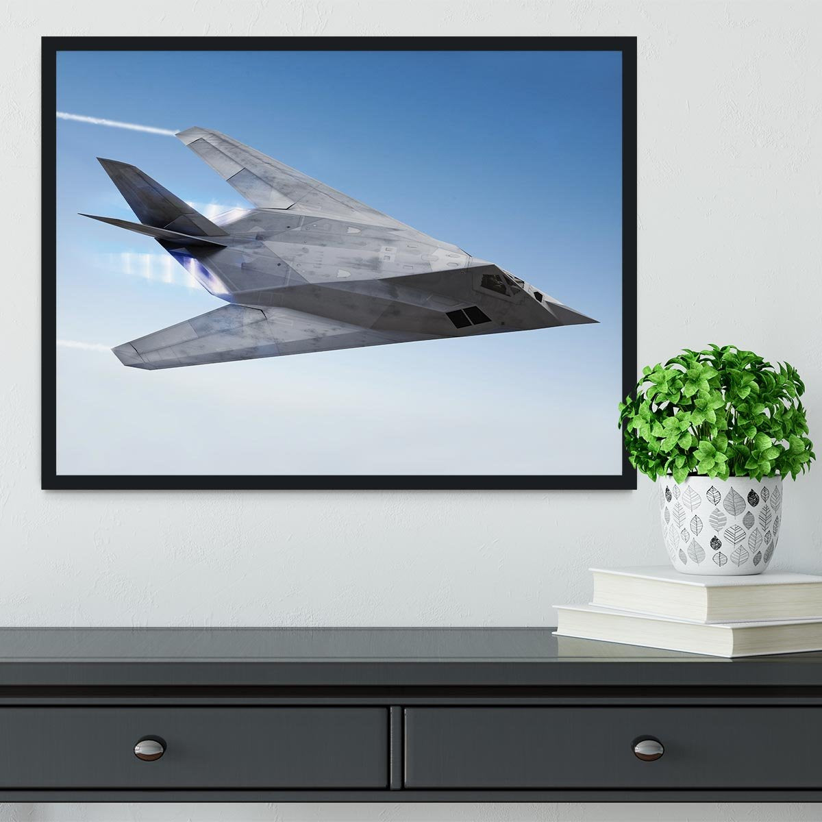 tealth aircraft streaking through the sky Framed Print - Canvas Art Rocks - 2