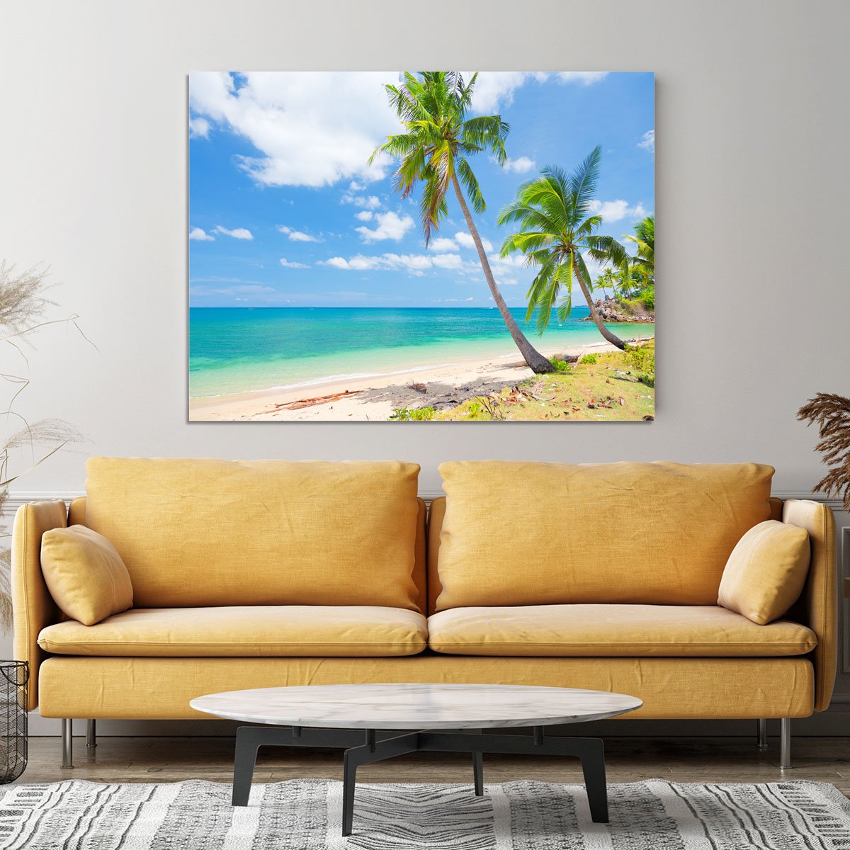 tropical beach with coconut palm Canvas Print or Poster