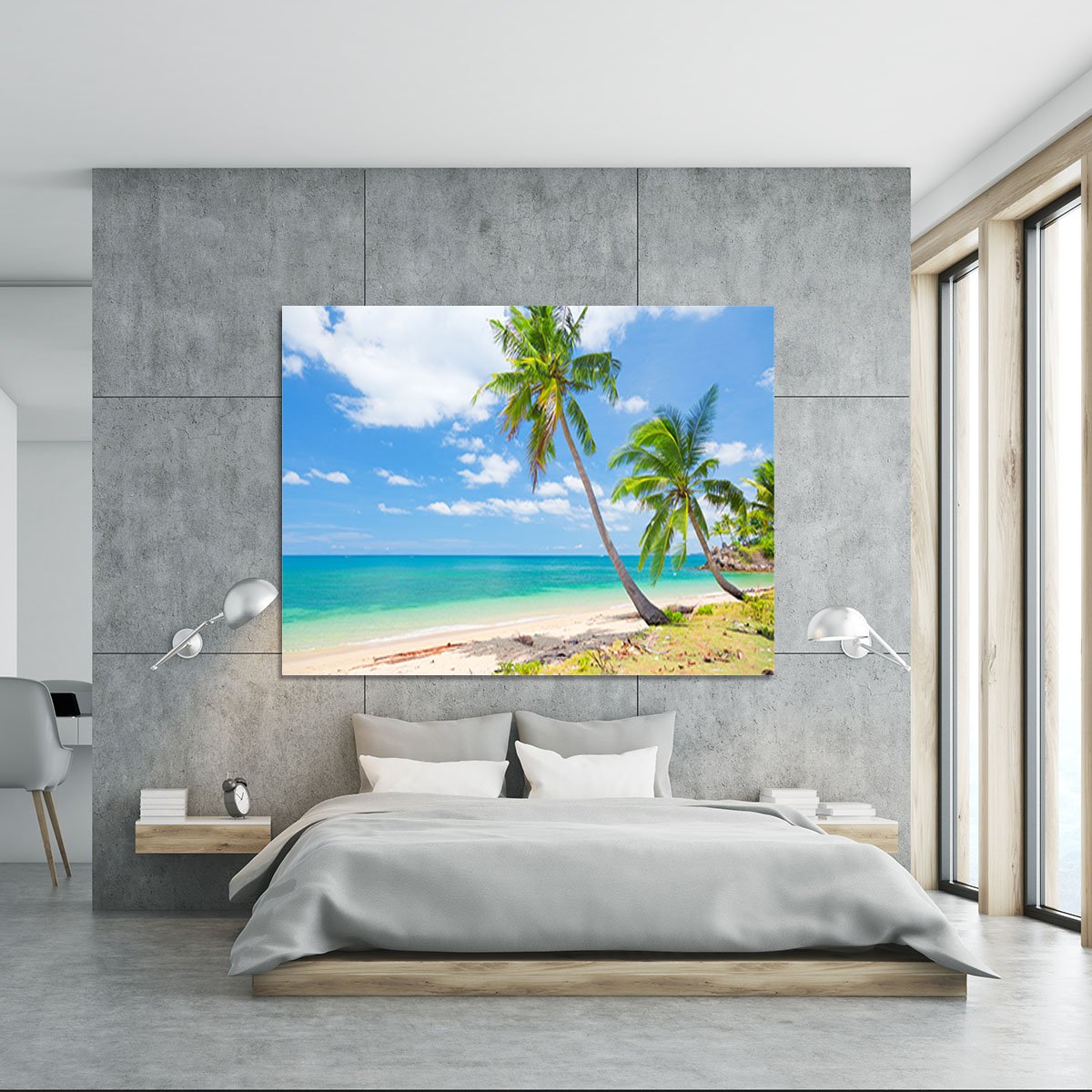 tropical beach with coconut palm Canvas Print or Poster