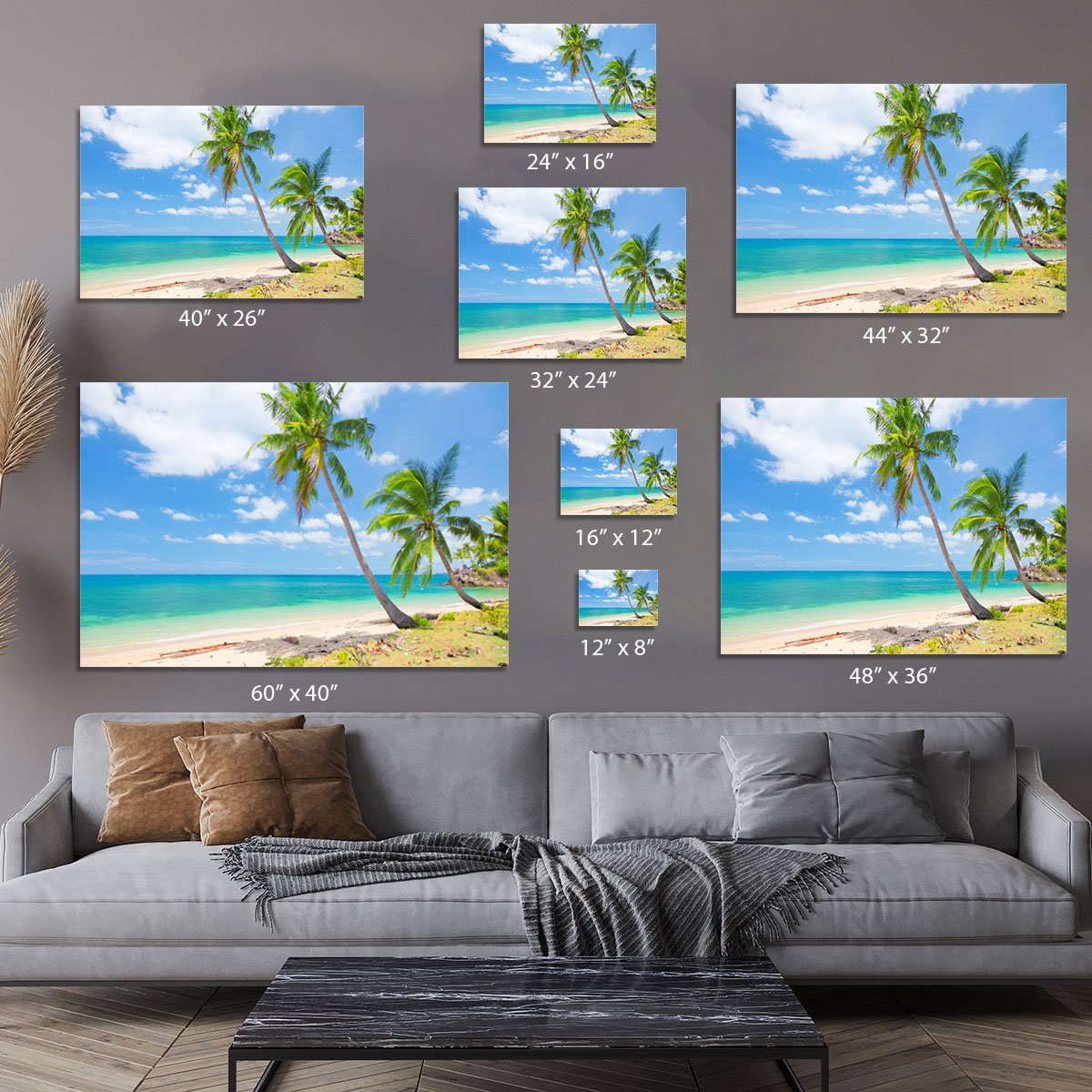 tropical beach with coconut palm Canvas Print or Poster