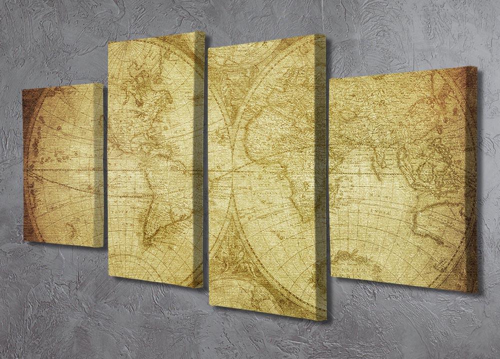 vintage map of the world 4 Split Panel Canvas  - Canvas Art Rocks - 2