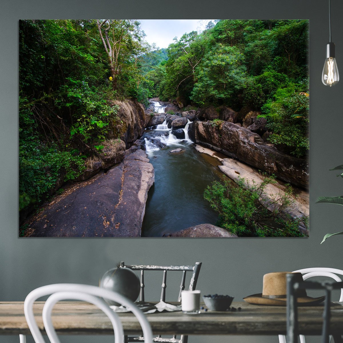 water fall in the forest Canvas Print or Poster