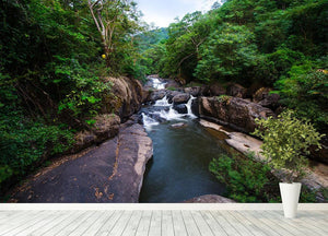 water fall in the forest Wall Mural Wallpaper - Canvas Art Rocks - 4