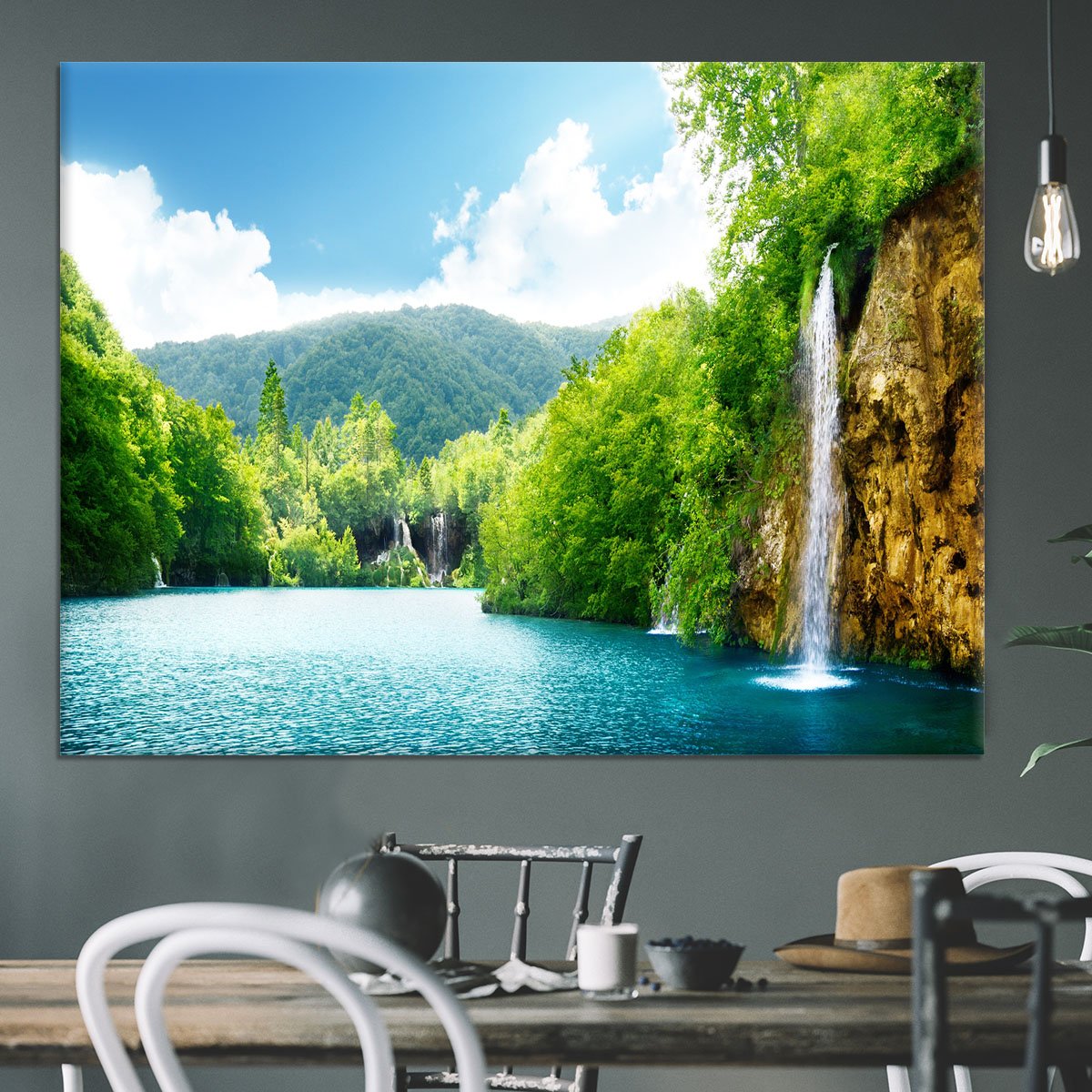 waterfall in deep forest Canvas Print or Poster