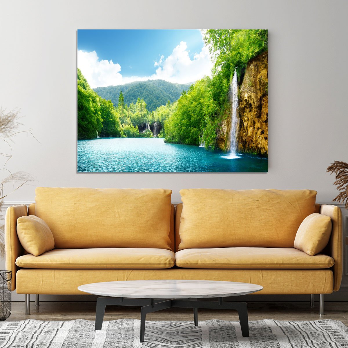 waterfall in deep forest Canvas Print or Poster