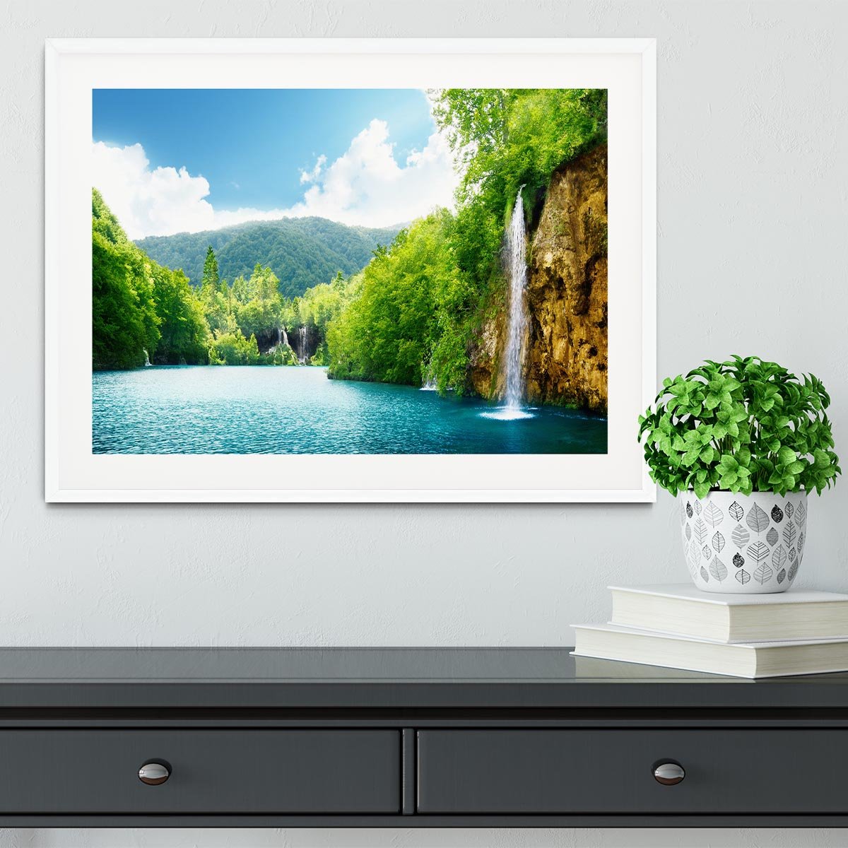 waterfall in deep forest Framed Print - Canvas Art Rocks - 5