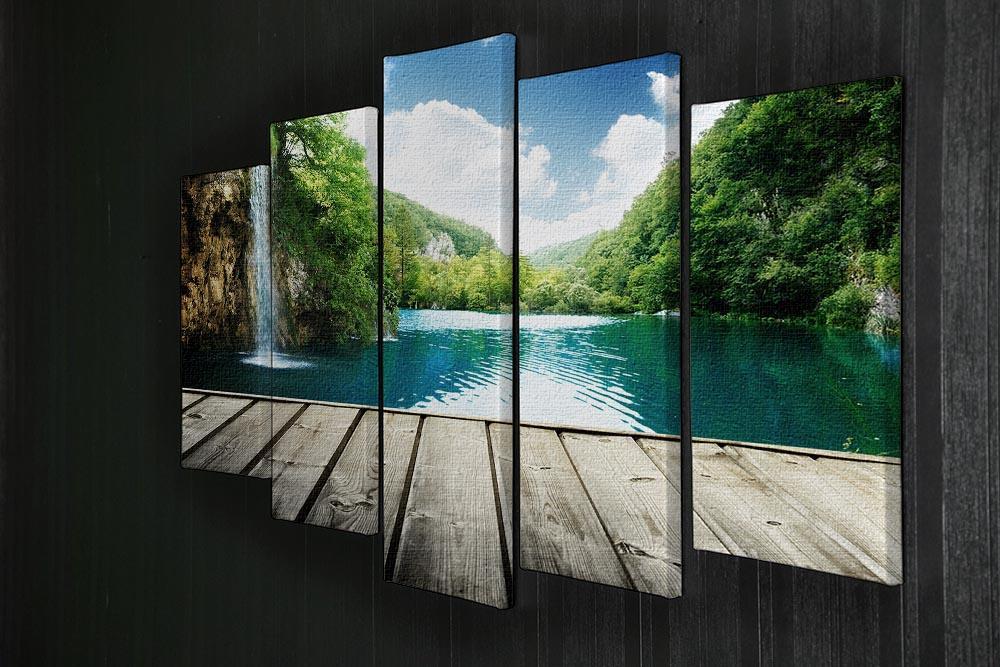 waterfall in deep forest of croatia 5 Split Panel Canvas  - Canvas Art Rocks - 2