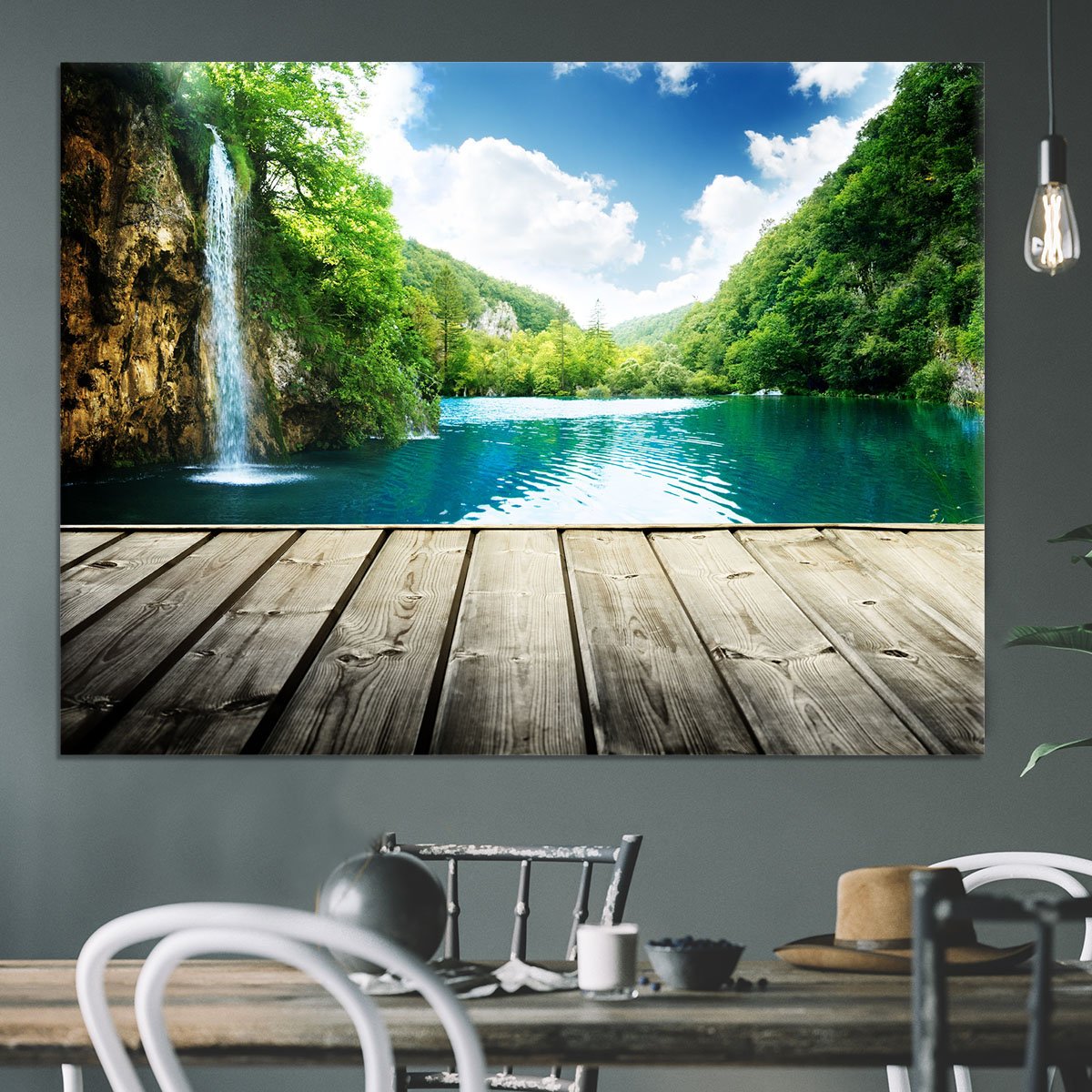 waterfall in deep forest of croatia Canvas Print or Poster