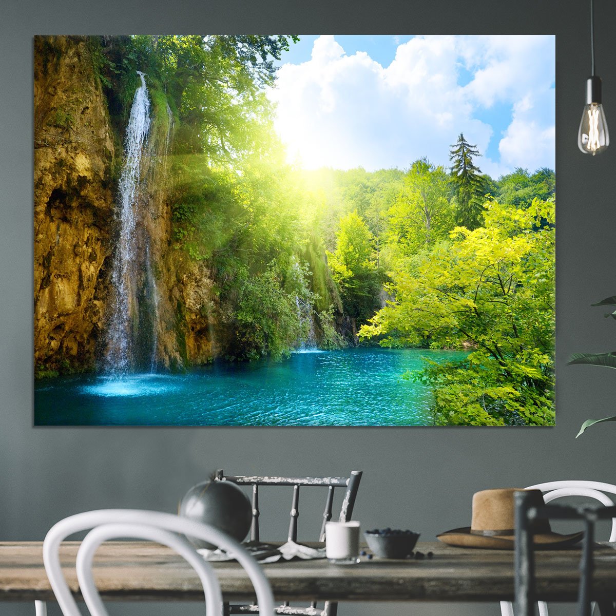 waterfalls in deep forest Canvas Print or Poster