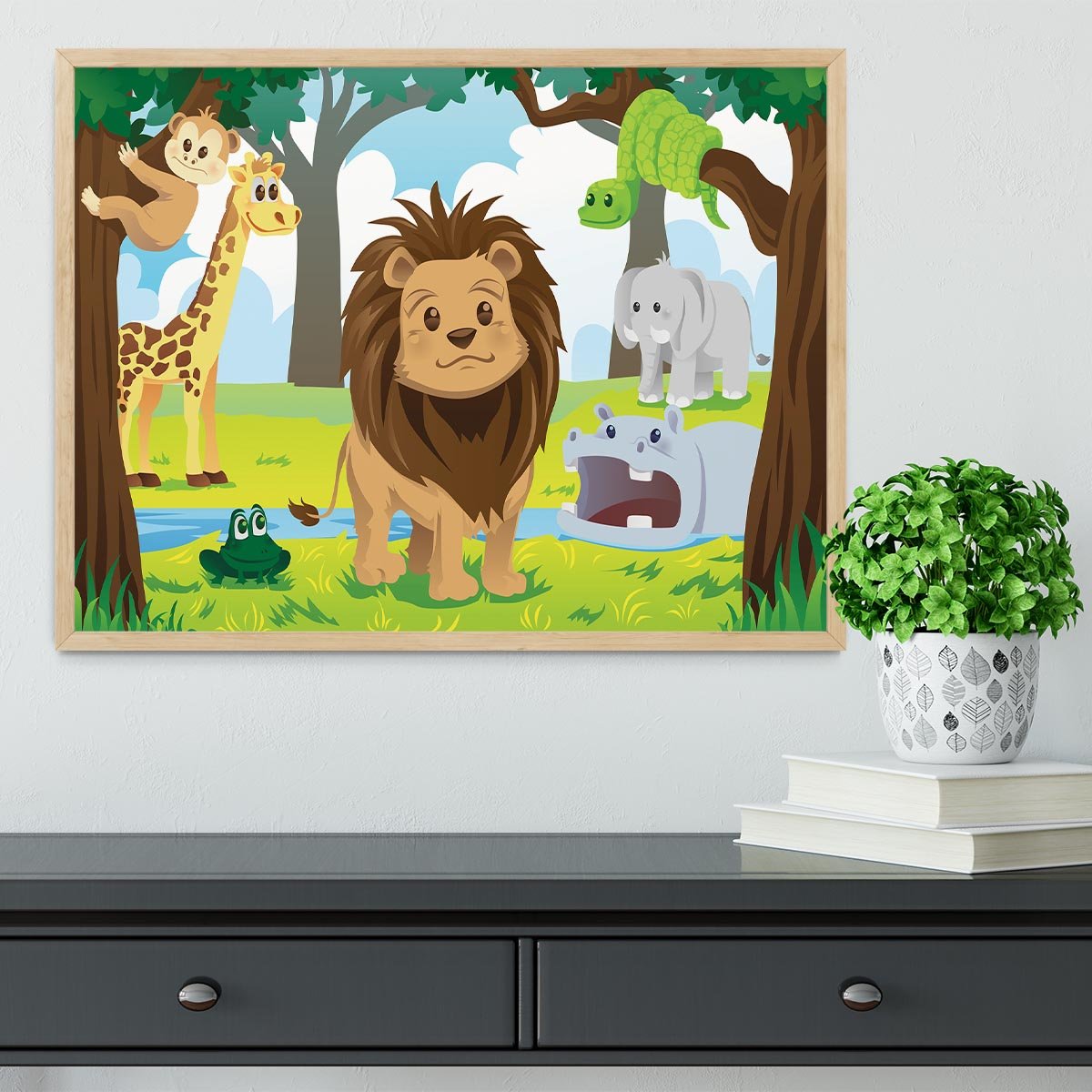 wild jungle animals in the animal kingdom Framed Print - Canvas Art Rocks - 4