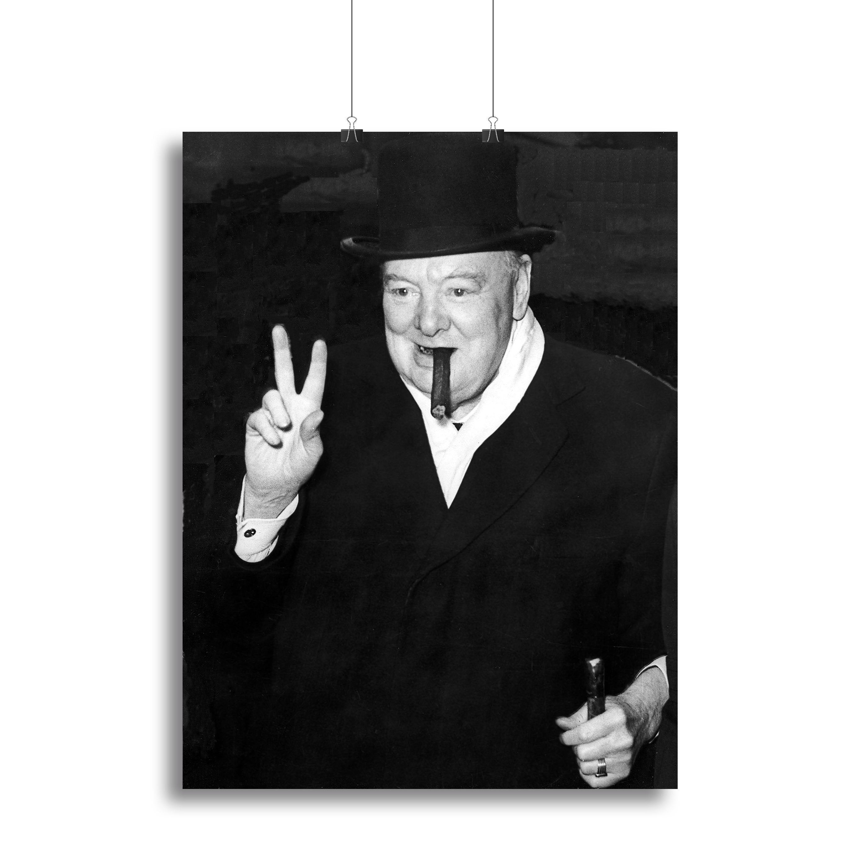 Winston Churchill giving the victory sign Canvas Print or Poster