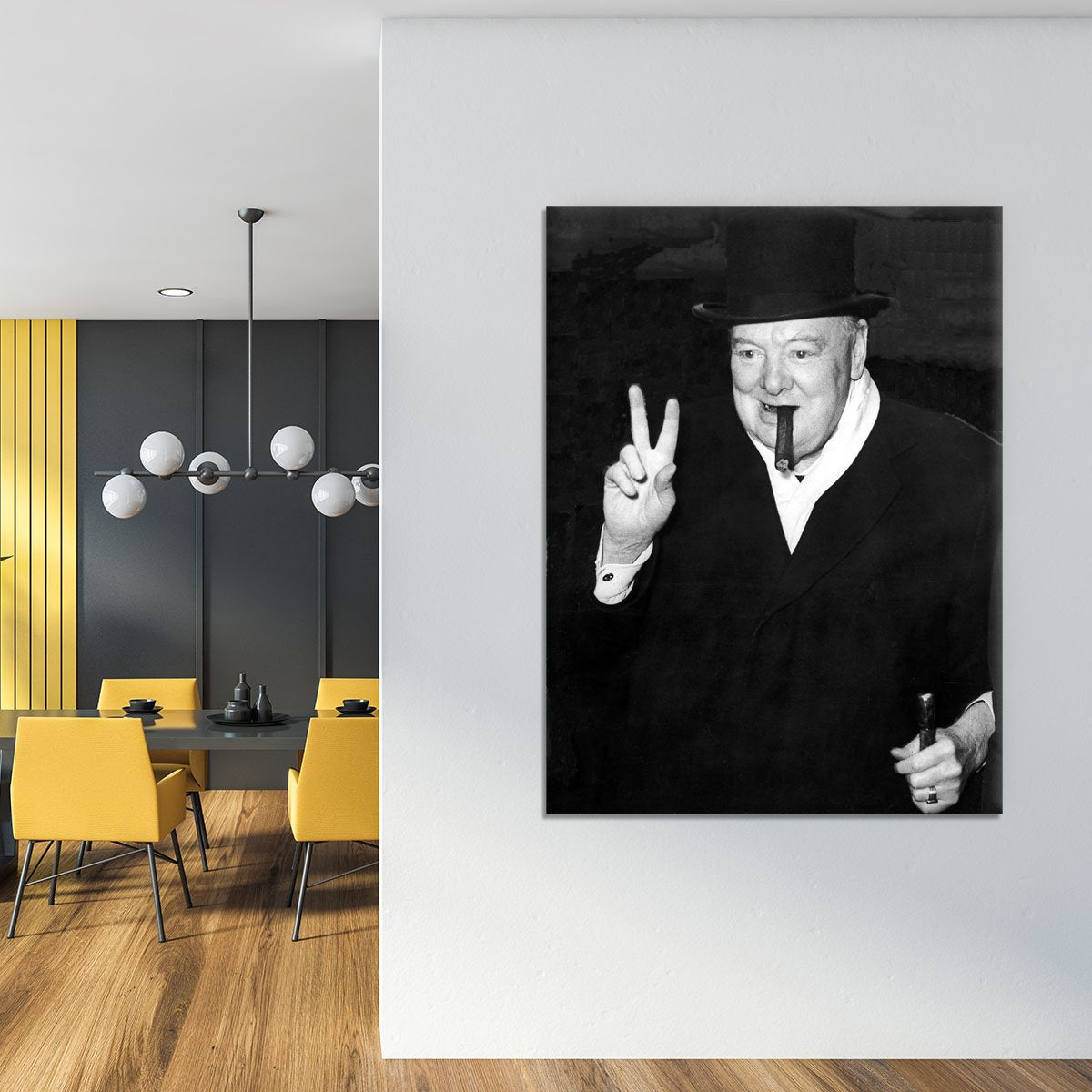 Winston Churchill giving the victory sign Canvas Print or Poster