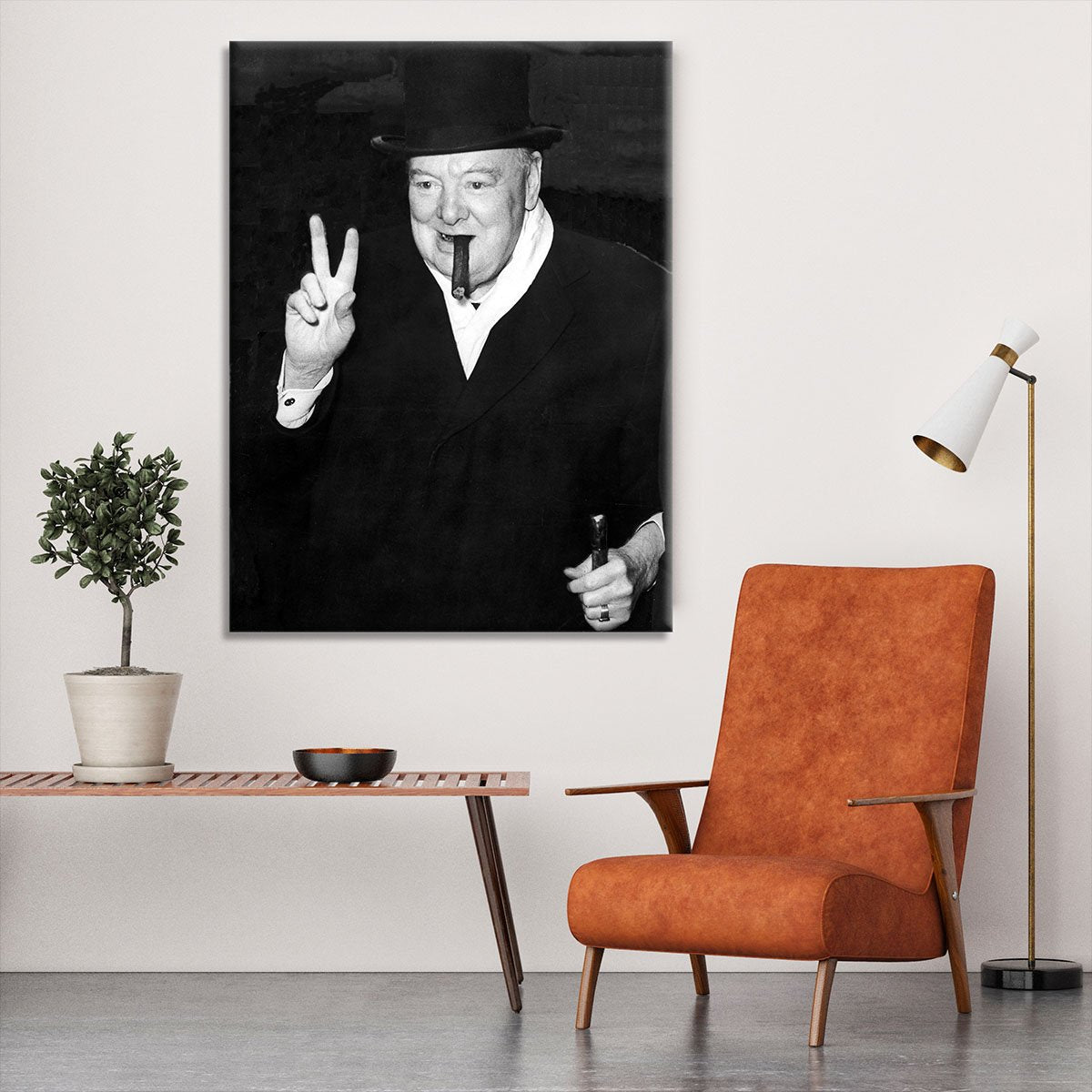 Winston Churchill giving the victory sign Canvas Print or Poster