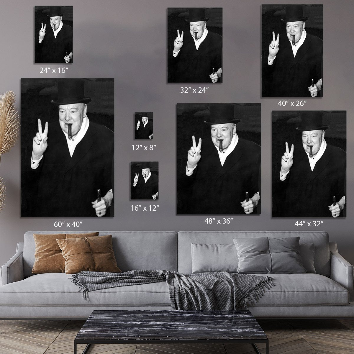 Winston Churchill giving the victory sign Canvas Print or Poster