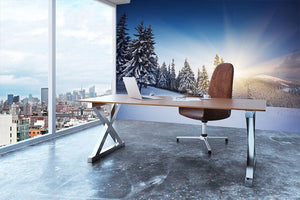 winter mountains landscape Wall Mural Wallpaper - Canvas Art Rocks - 3