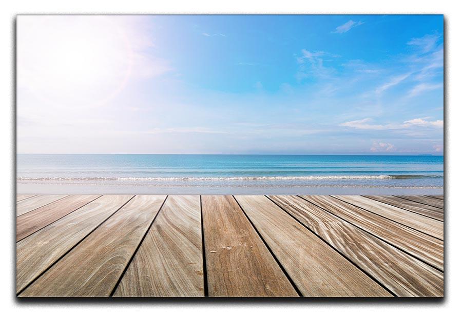 wood terrace on the beach and sun Canvas Print or Poster - Canvas Art Rocks - 1