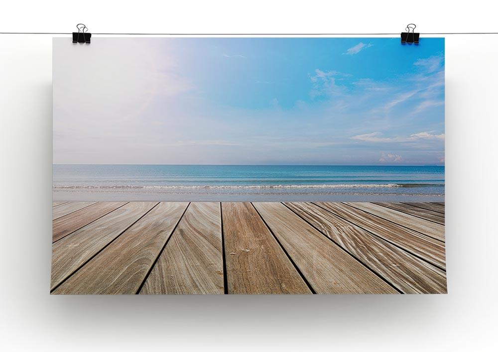 wood terrace on the beach and sun Canvas Print or Poster - Canvas Art Rocks - 2
