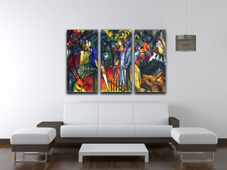 zoological gardens by Macke 3 Split Panel Canvas Print - Canvas Art Rocks - 3